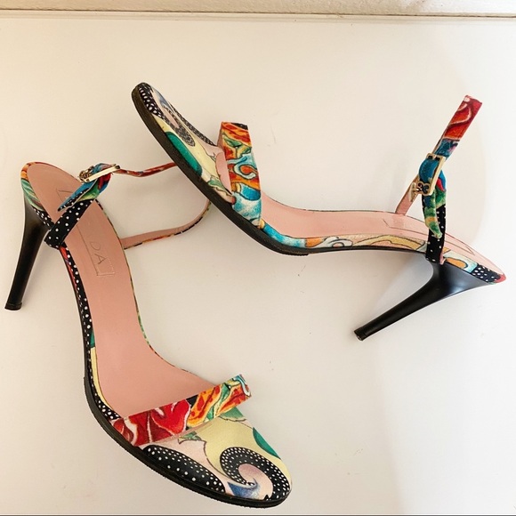 ESCADA- Colorful Strappy Heels Size 39/ US 9 - Picture 3 of 9